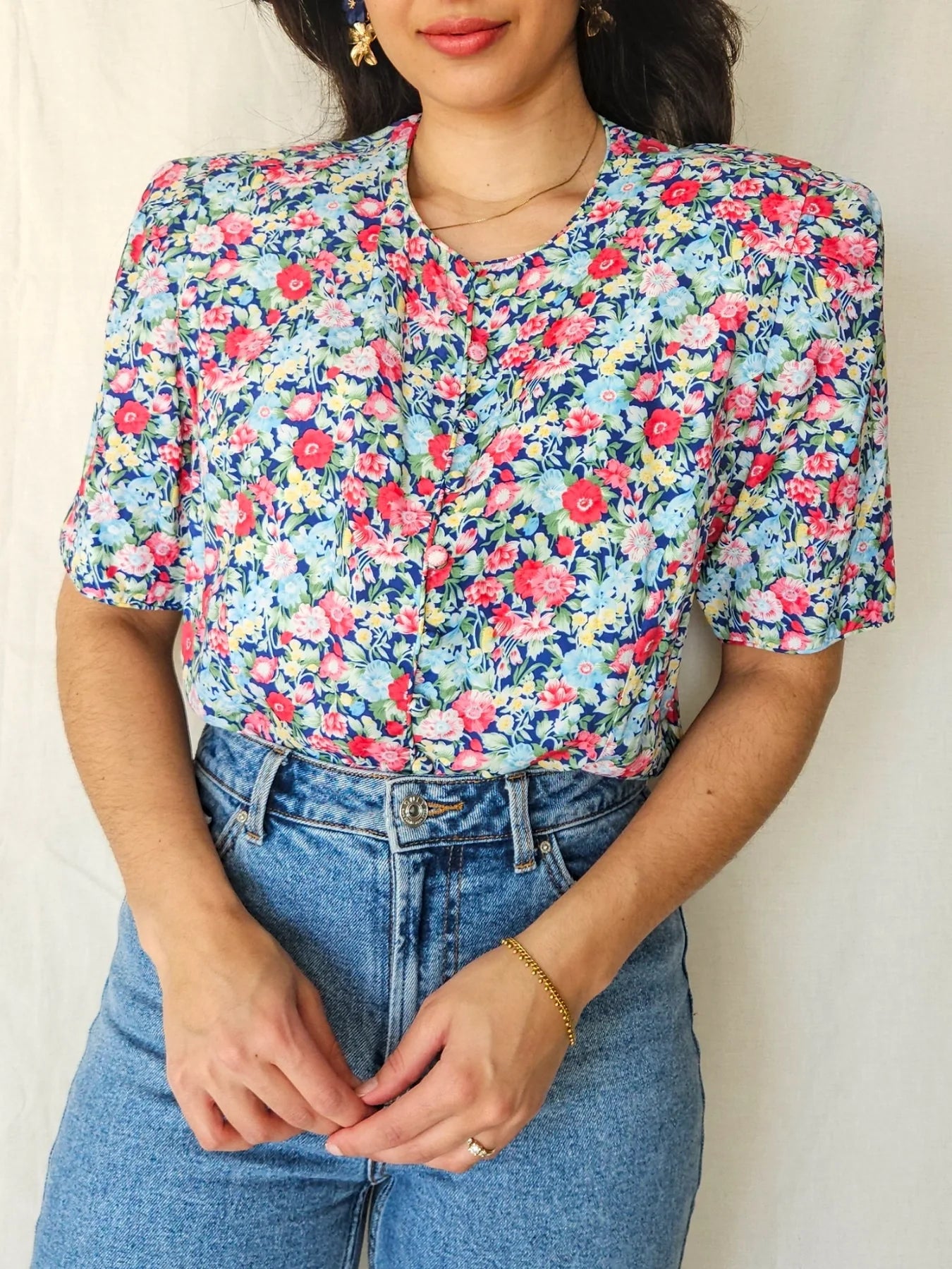 Vintage dames blouses met bloemenprint