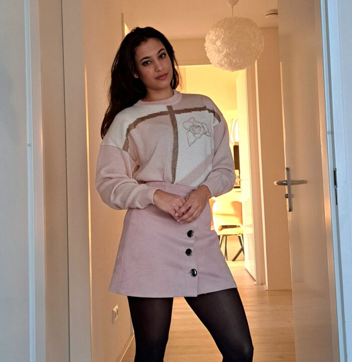 Vintage trui Angora Pink  | L
