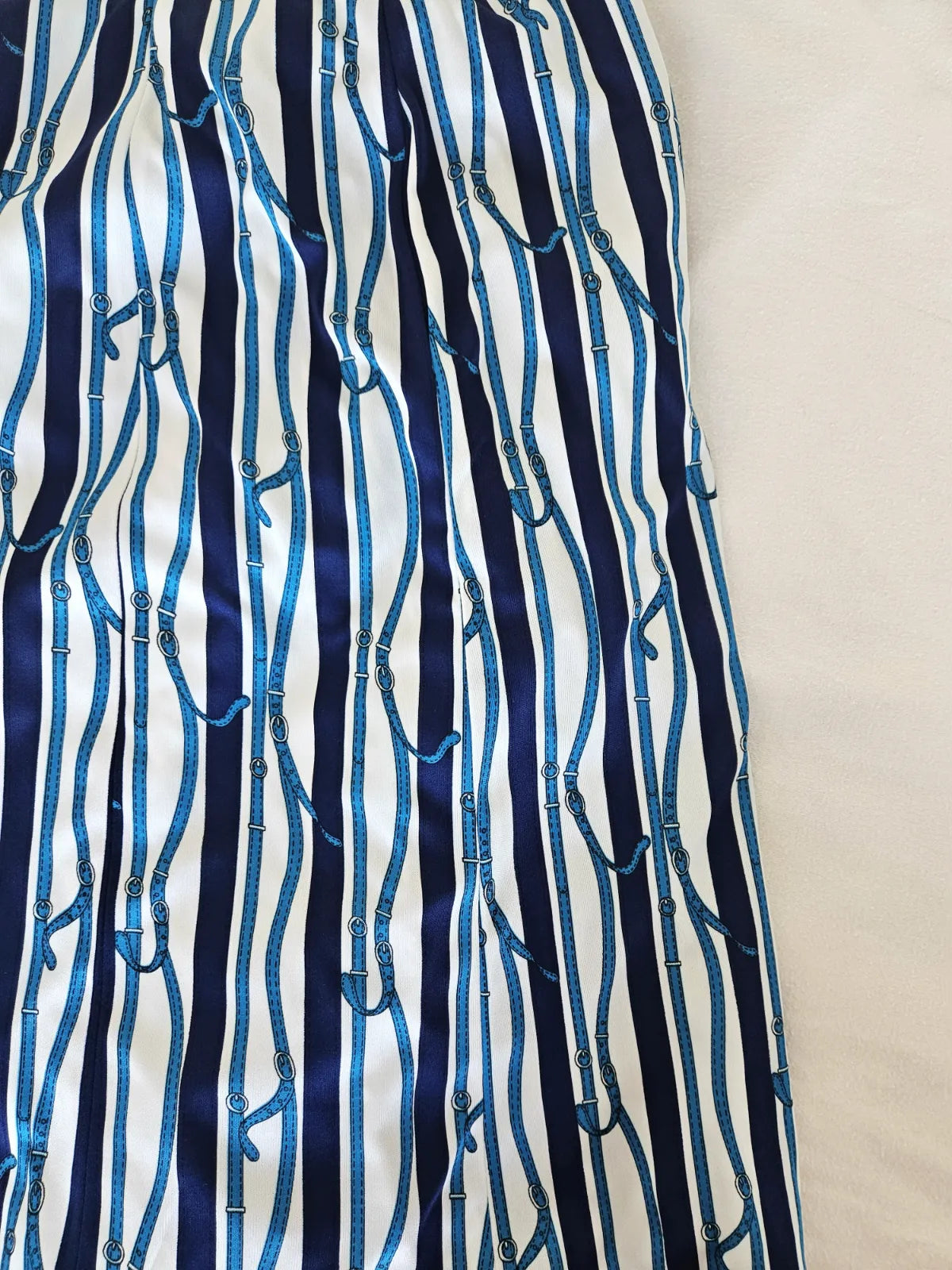 Vintage rok met blauwe print, zijde | L