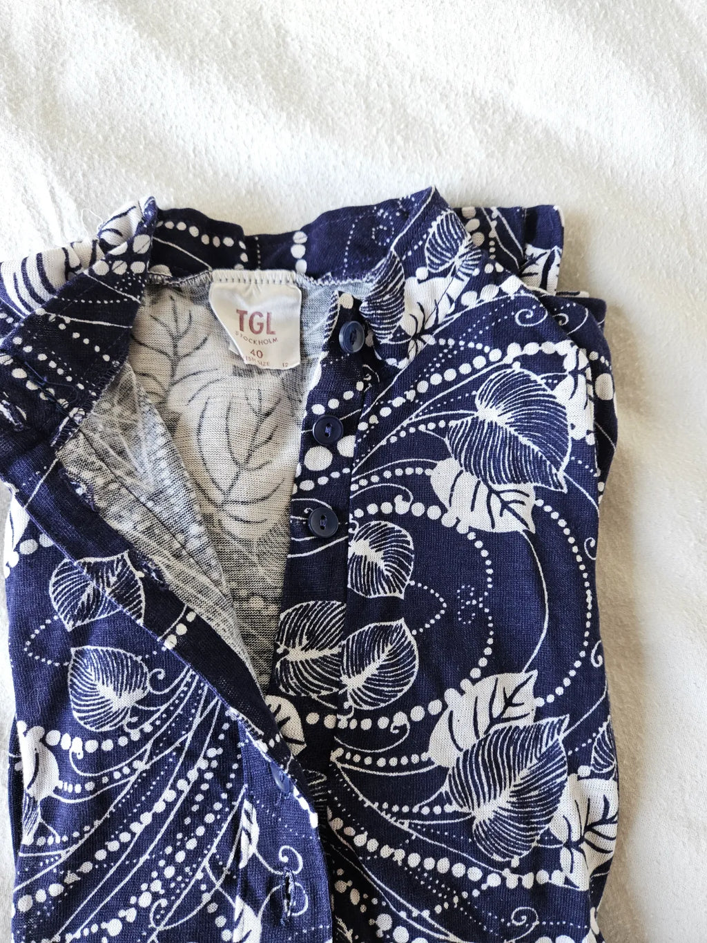 Jaren 70 top donkerblauw, katoen | S
