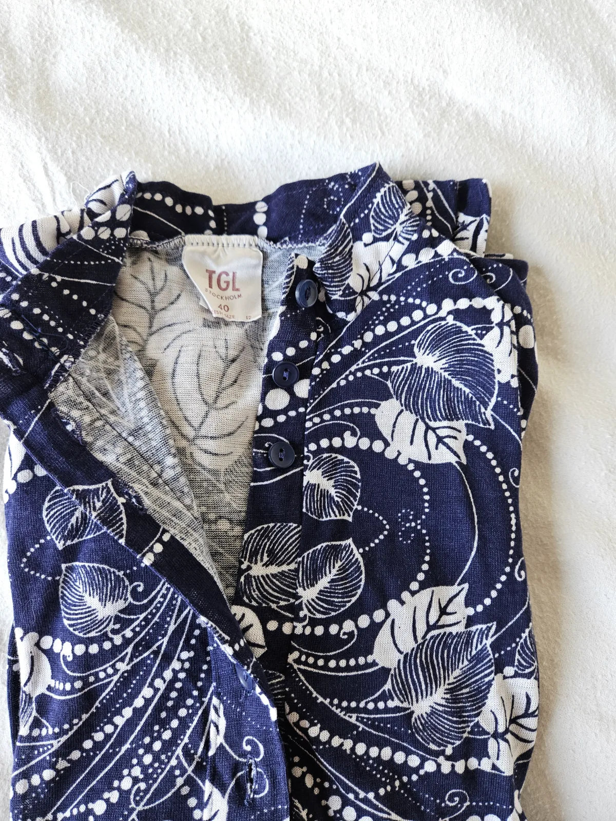 Jaren 70 top donkerblauw, katoen | S