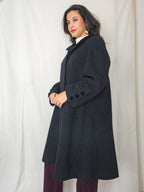 Noor - donkergrijze wollen mantel | XL