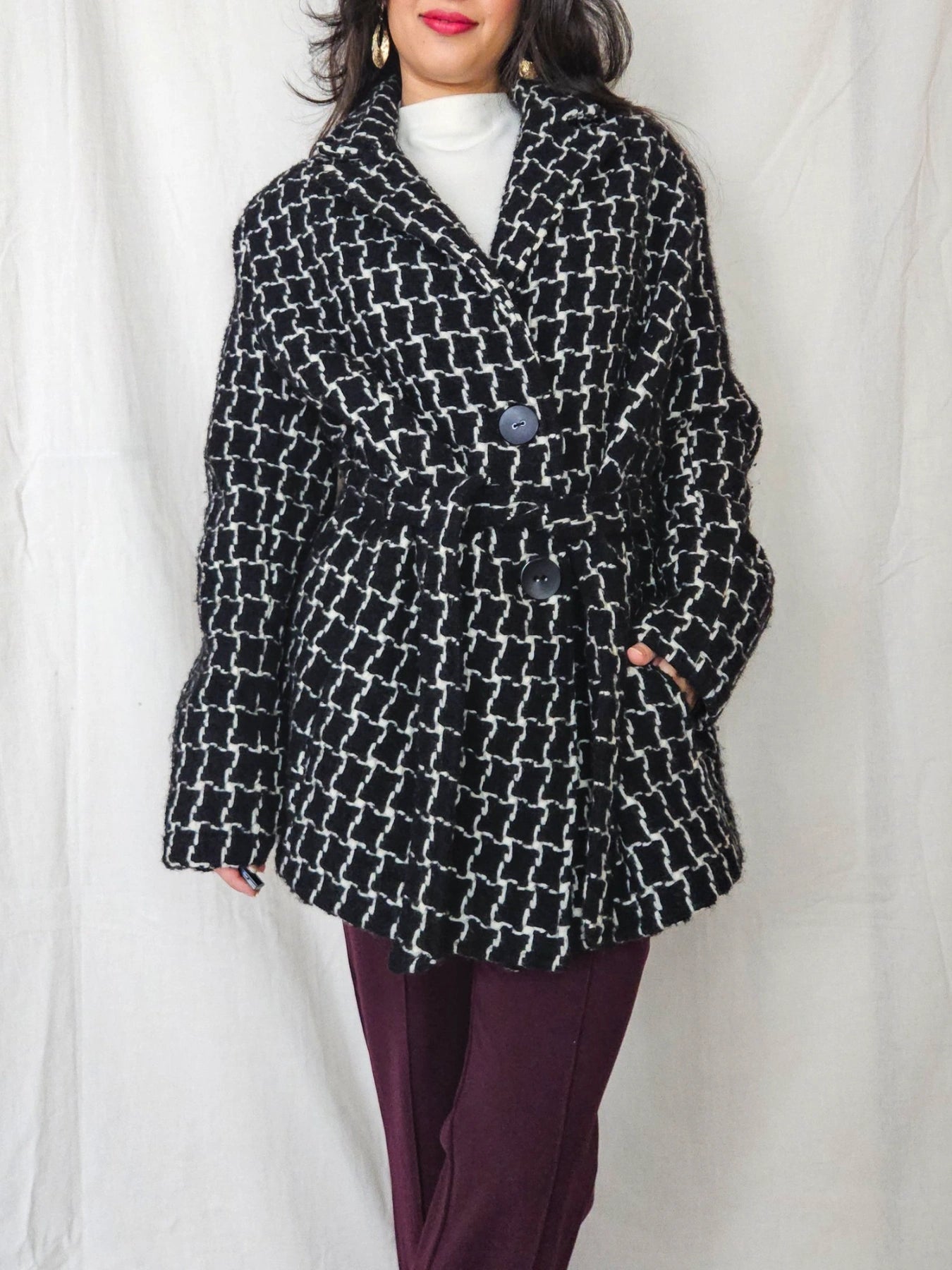 Louise - geruite wollen mantel | S/M