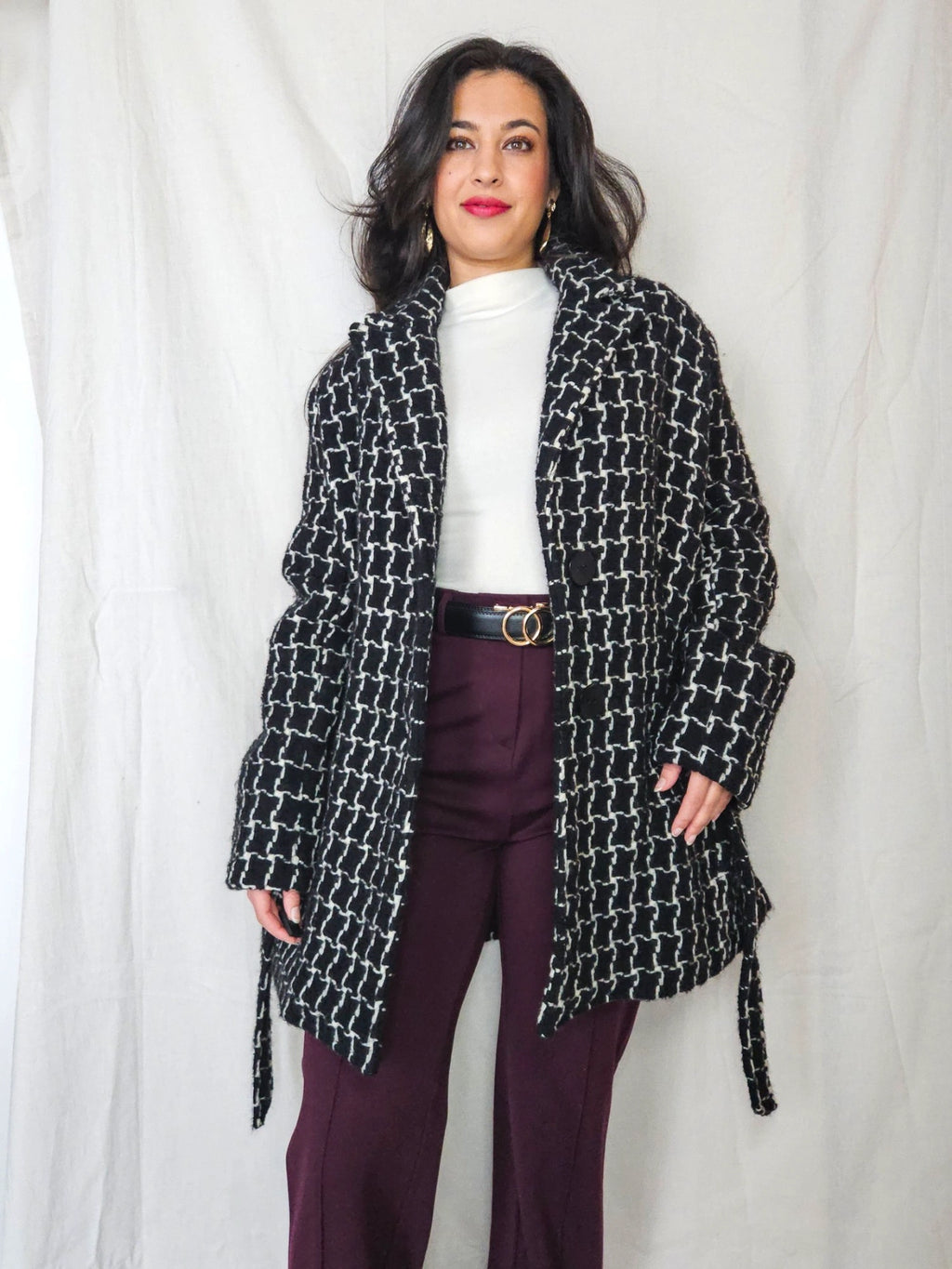 Louise - geruite wollen mantel | S/M