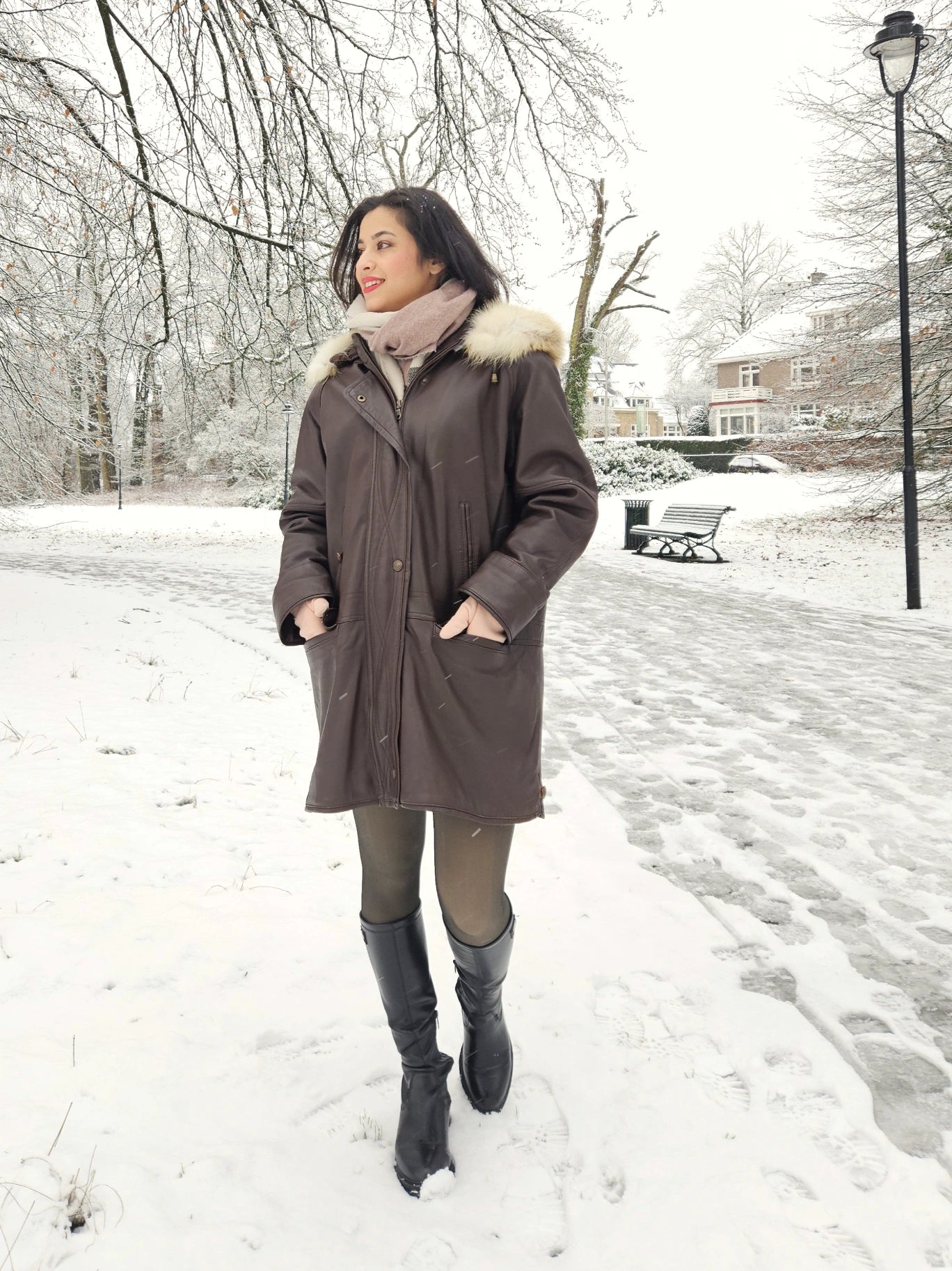 Fay - gewatteerde leren jas | L