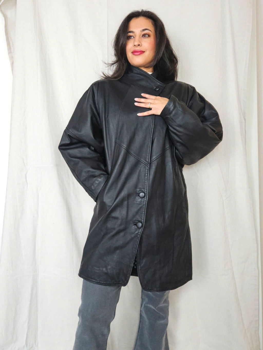 Dione - zwarte leren jas | M
