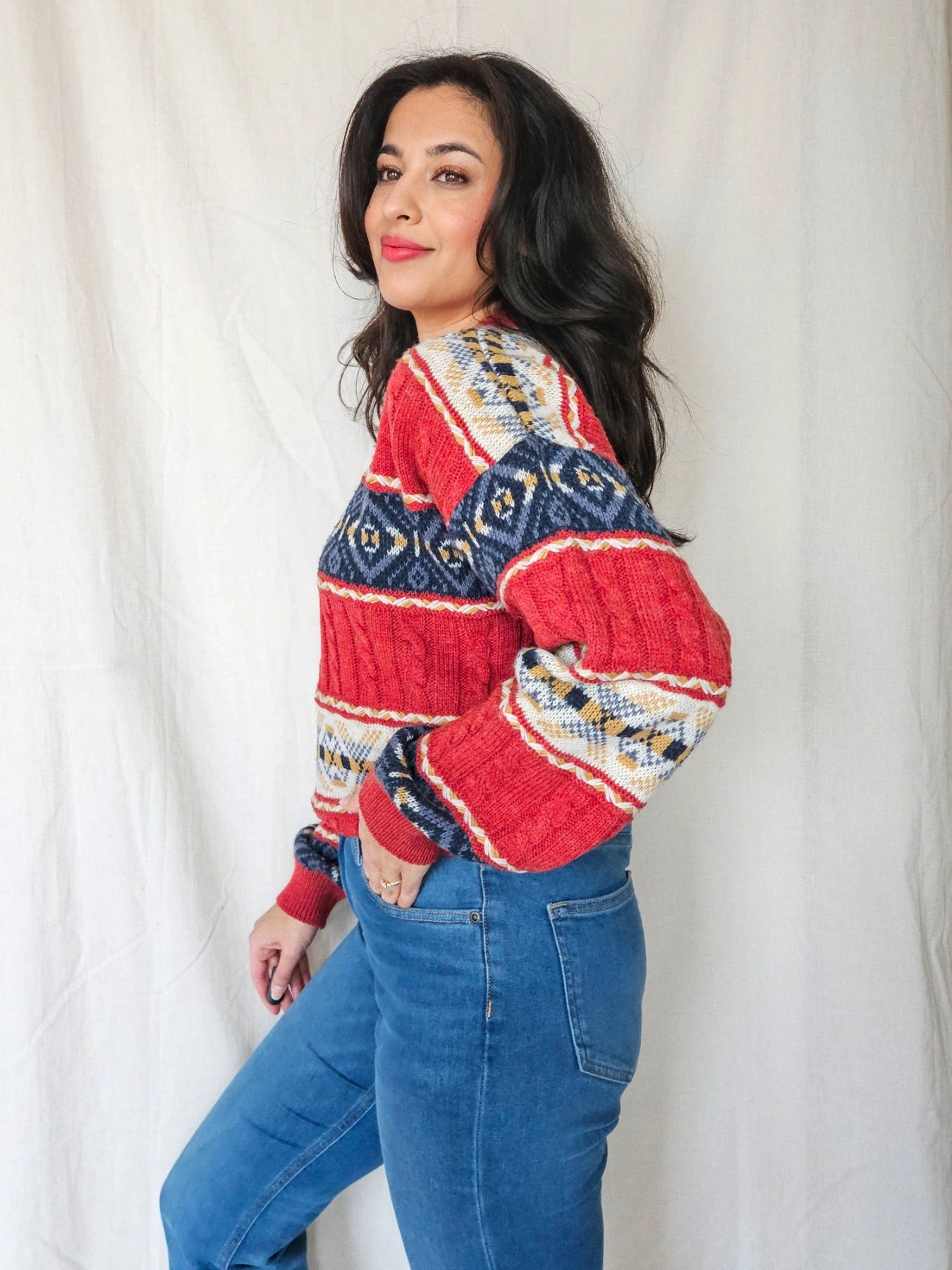 Gaia - kabeltrui, wool blend | 3XL