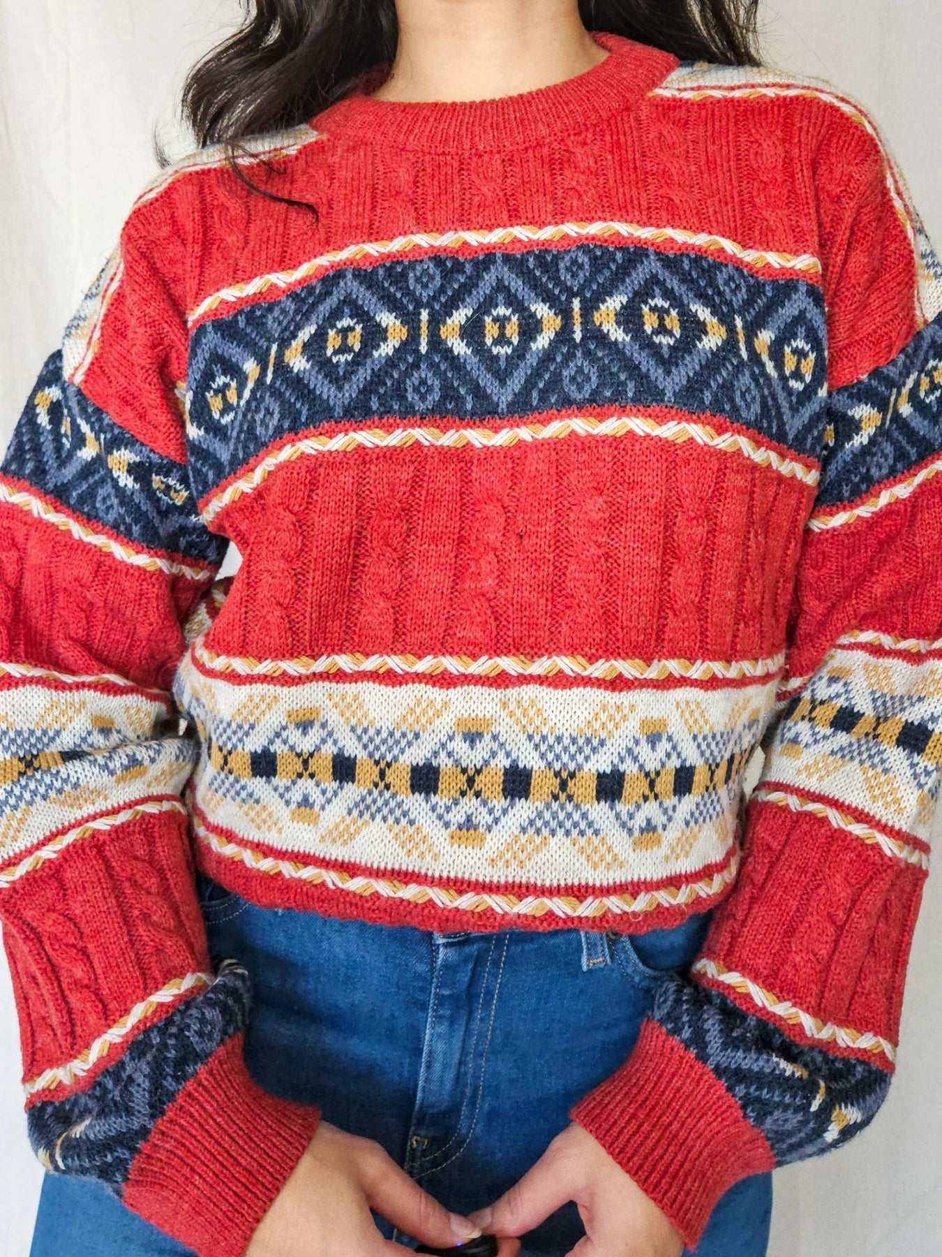 Gaia - kabeltrui, wool blend | 3XL