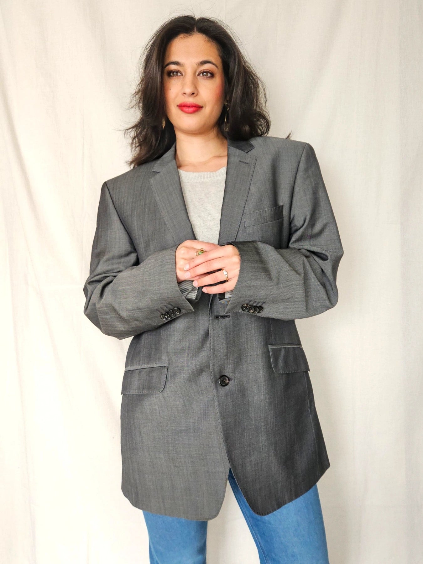 Feline - grijze blazer, scheerwol & mohair | 2XL