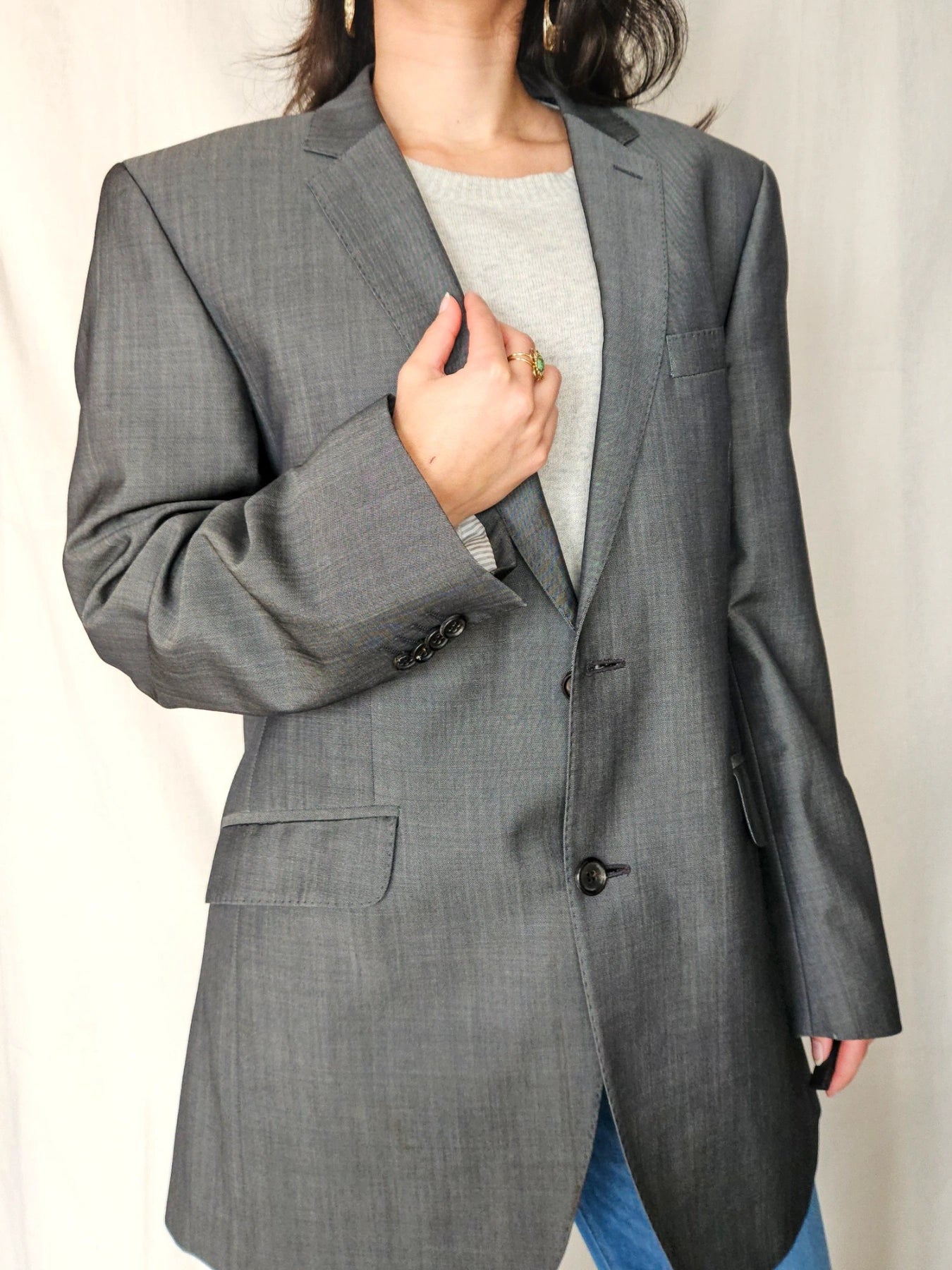 Feline - grijze blazer, scheerwol & mohair | 2XL