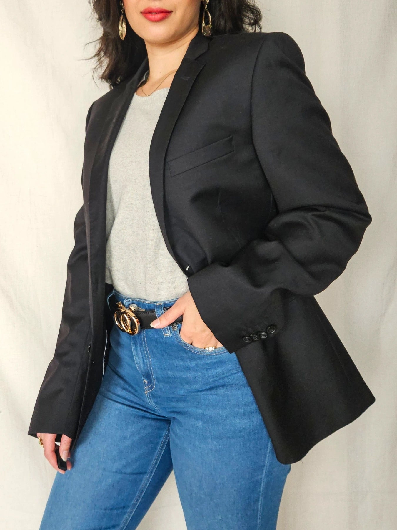 Marte - zwarte blazer, wool blend | L