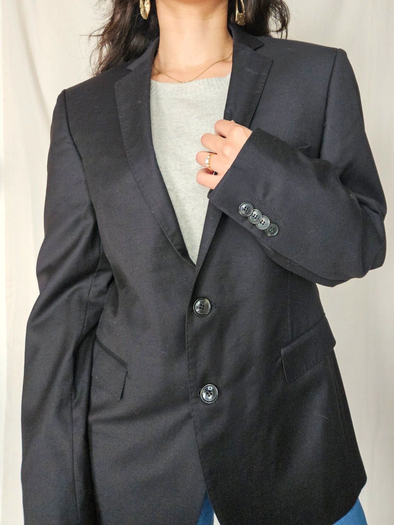 Marte - zwarte blazer, wool blend | L