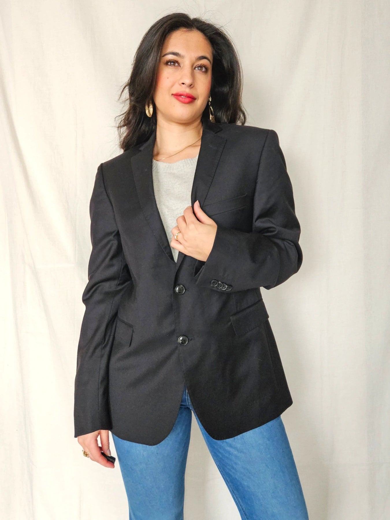 Marte - zwarte blazer, wool blend | L