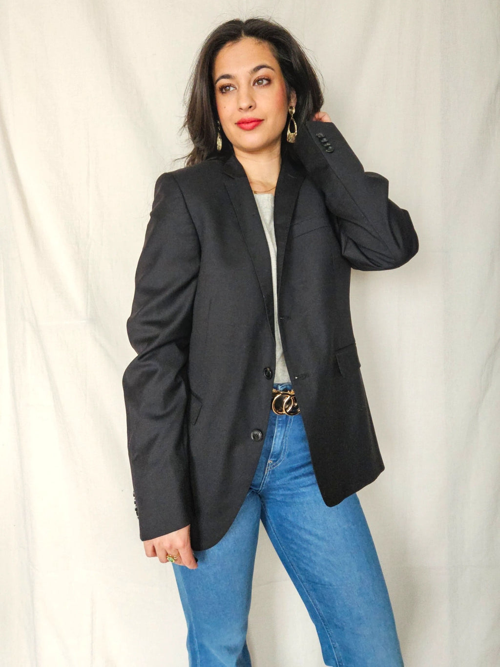 Marte - zwarte blazer, wool blend | L