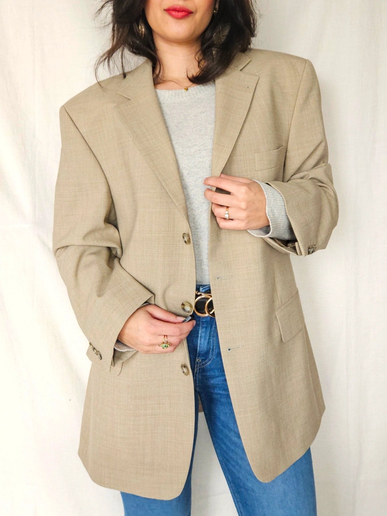 Lou - beige blazer, wool blend | 3XL