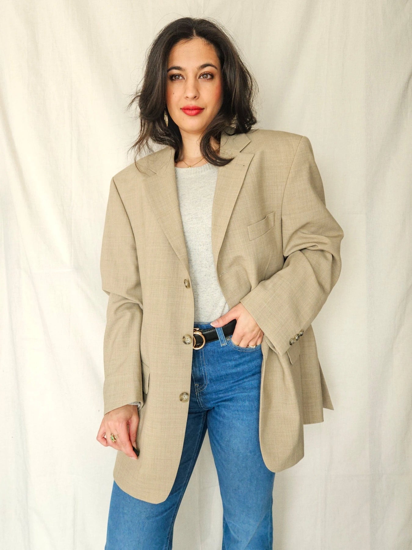 Lou - beige blazer, wool blend | 3XL