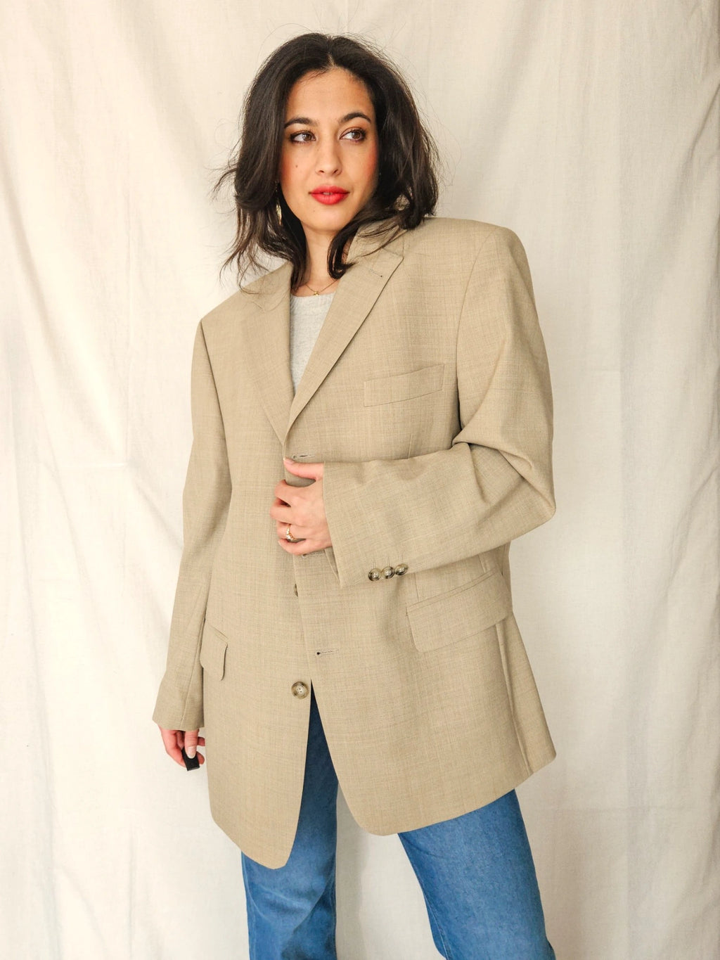 Lou - beige blazer, wool blend | 3XL