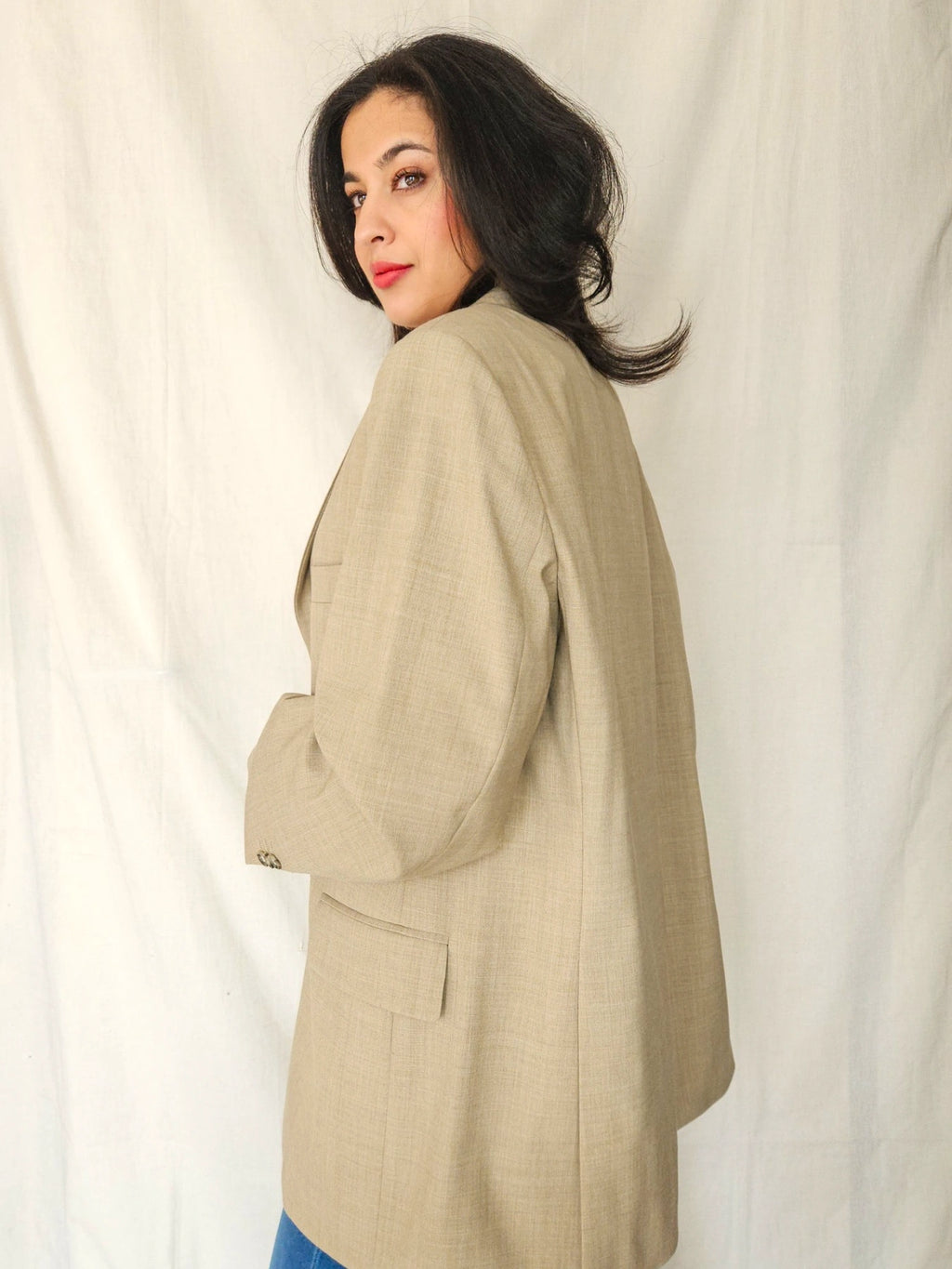 Lou - beige blazer, wool blend | 3XL