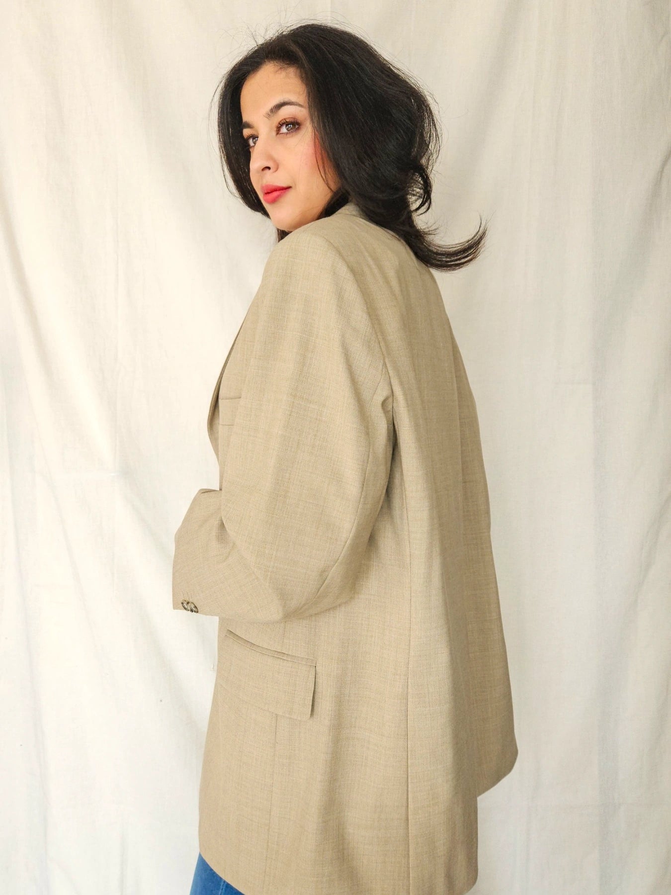Lou - beige blazer, wool blend | 3XL