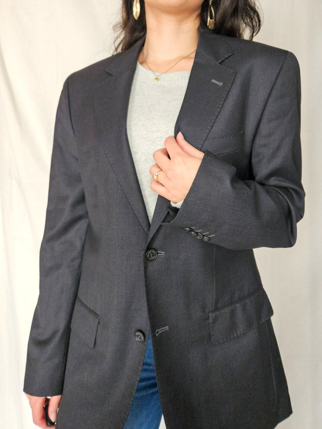Tilde - zwarte blazer, scheerwol | L