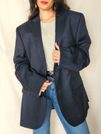 Maris - donkerblauwe blazer, scheerwol | 4XL