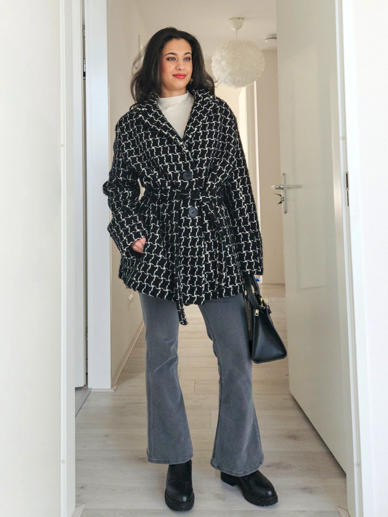 Louise - geruite wollen mantel | S/M