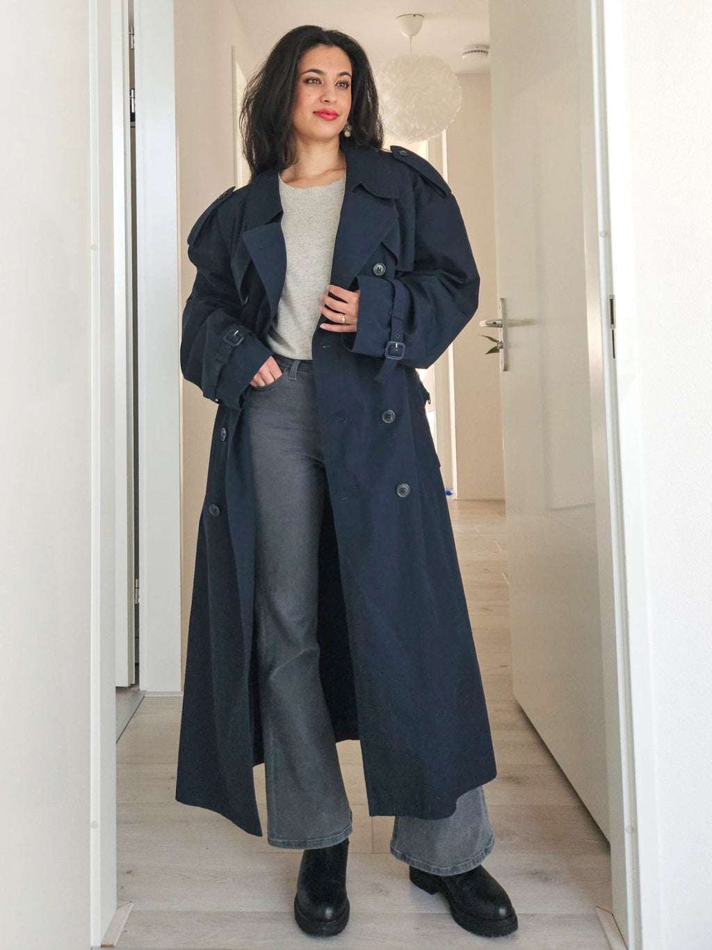 Navy - blauwe trechcoat | 3XL
