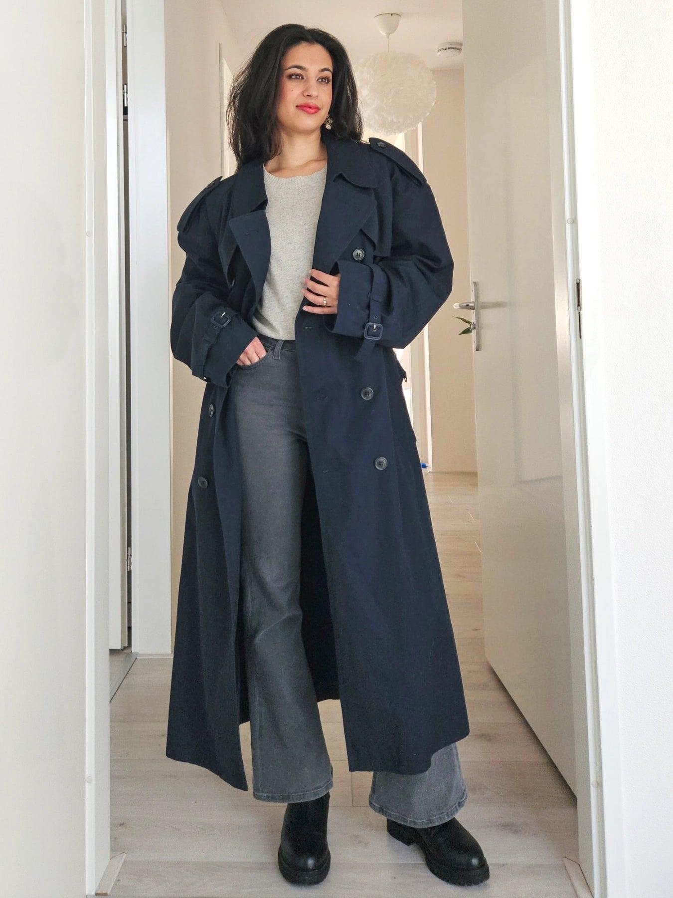 Navy - blauwe trechcoat | 3XL