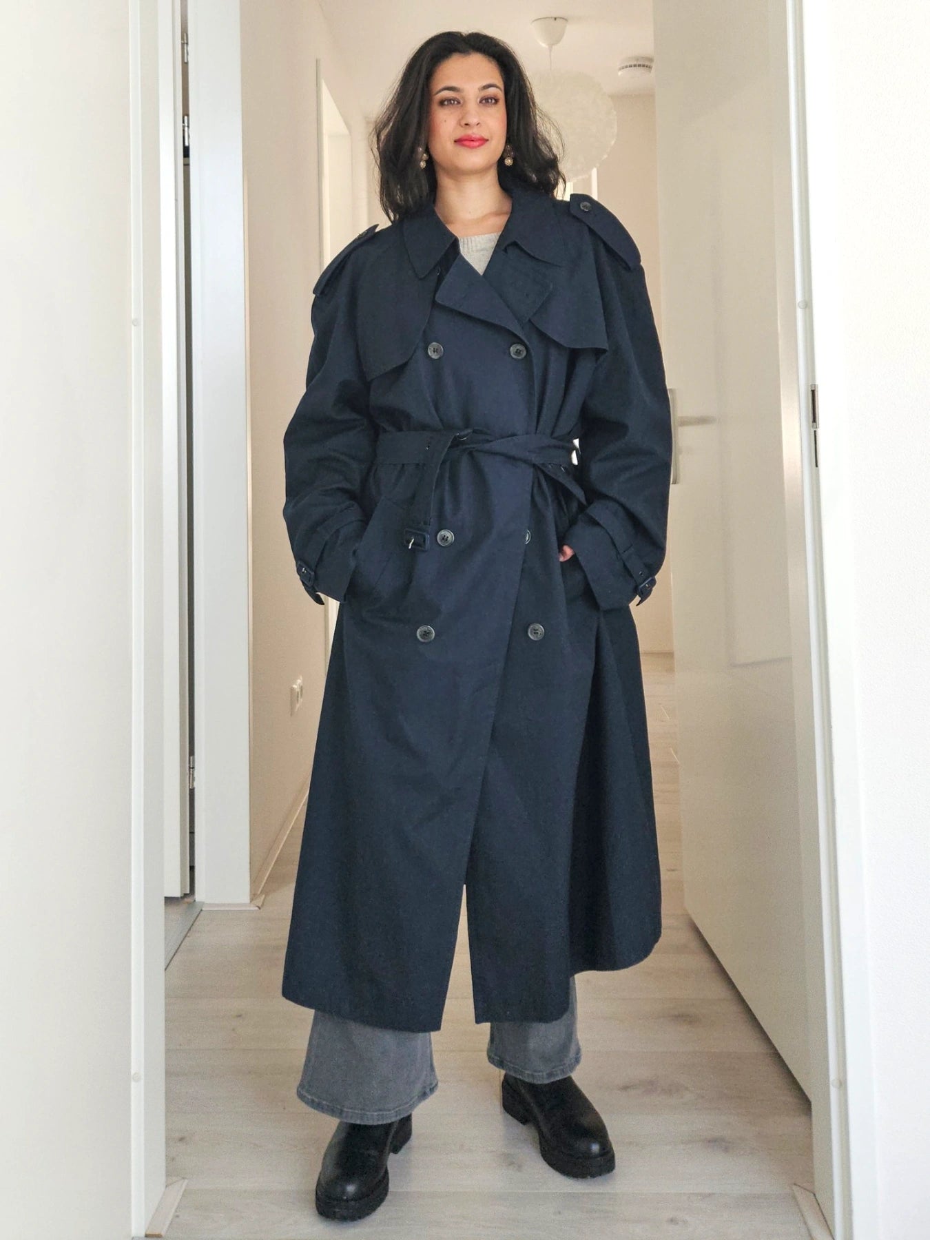 Navy - blauwe trechcoat | 3XL