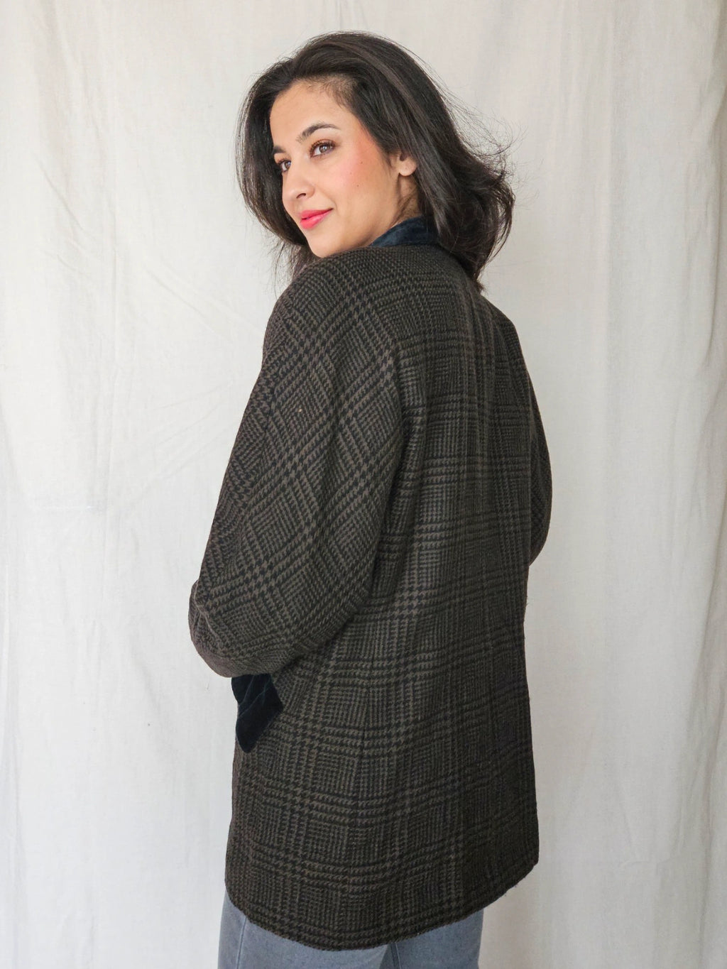 Nora - geruite blazer, wol | XL