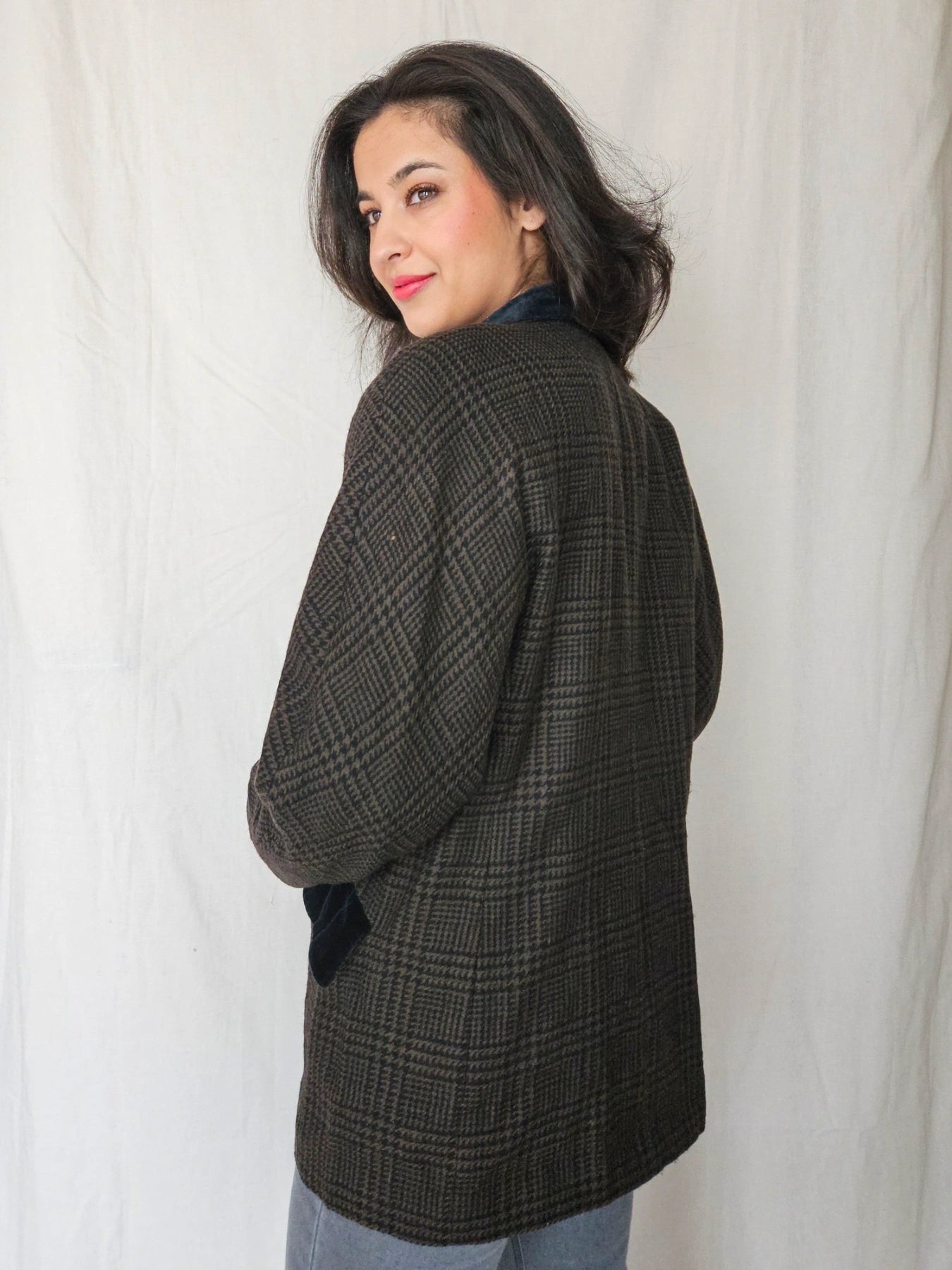 Nora - geruite blazer, wol | XL