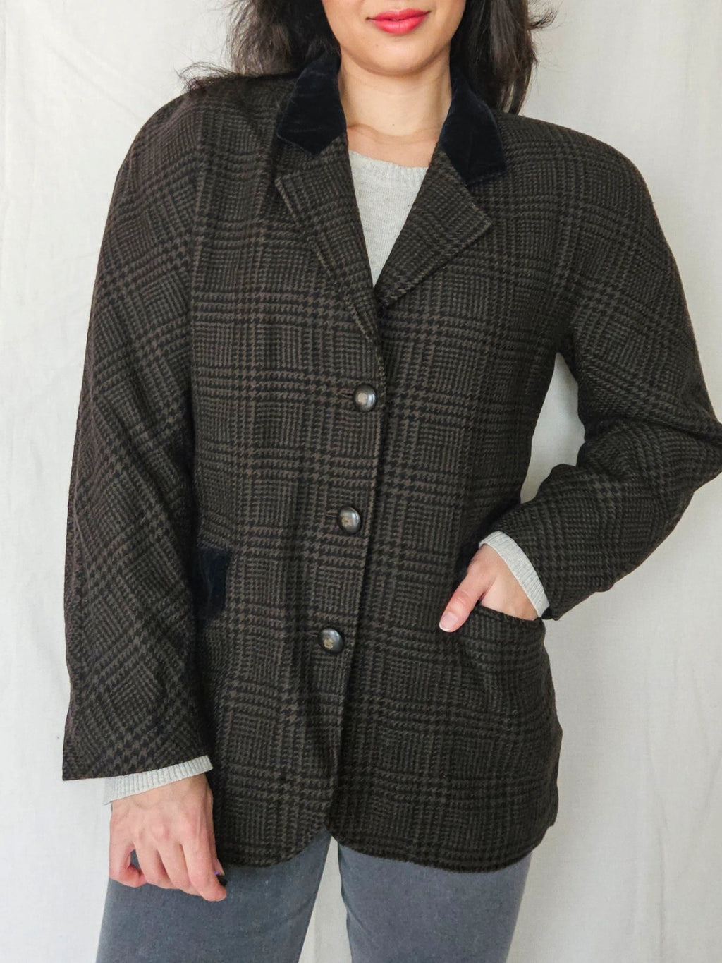Nora - geruite blazer, wol | XL
