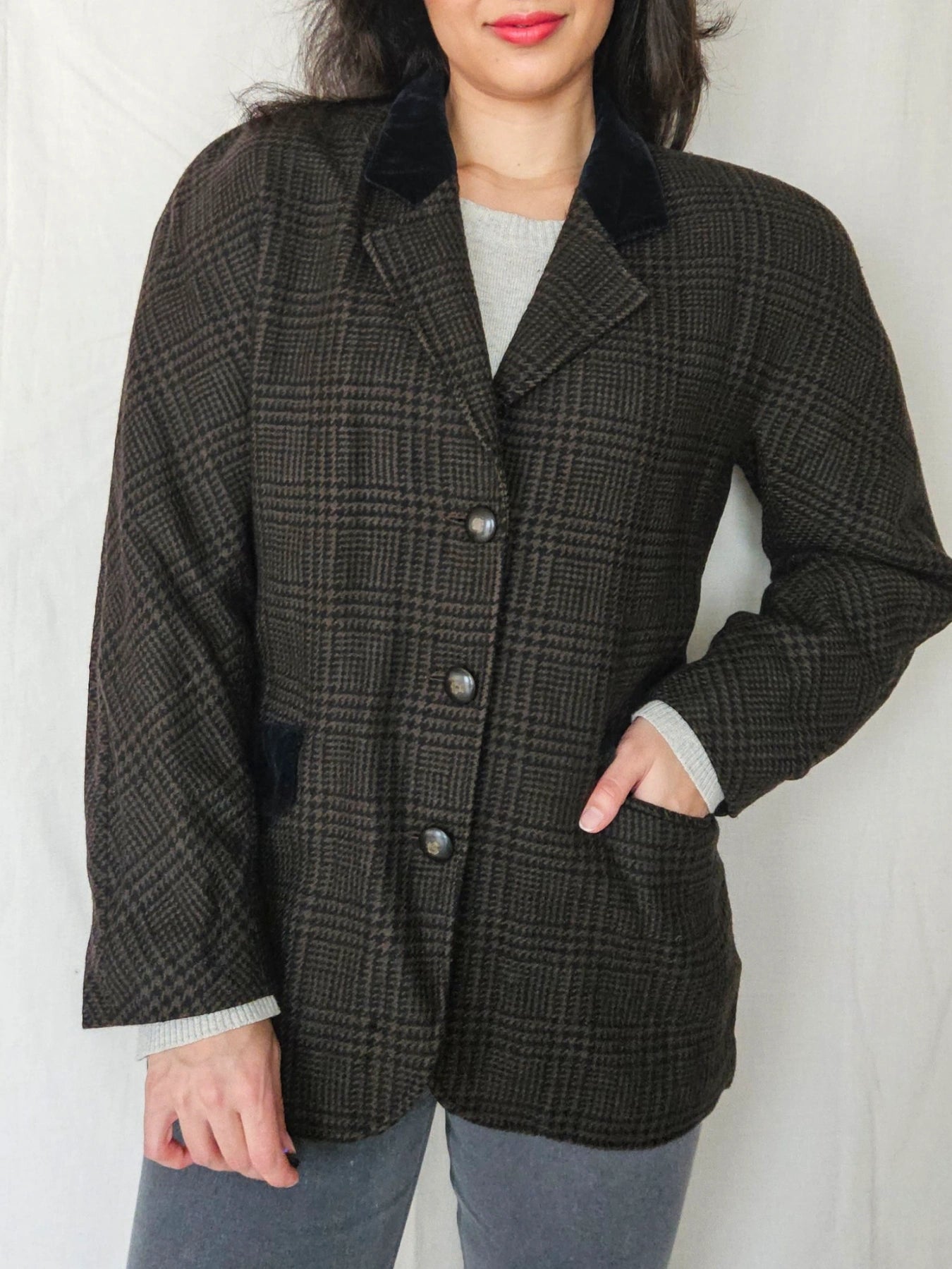 Nora - geruite blazer, wol | XL