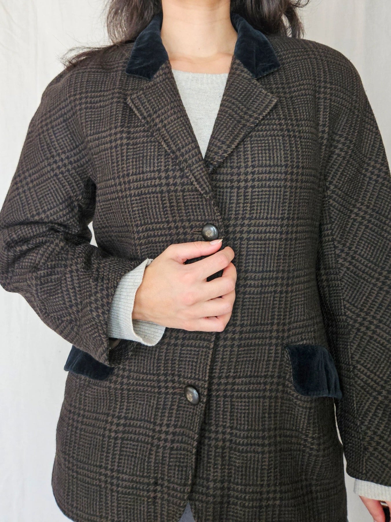 Nora - geruite blazer, wol | XL