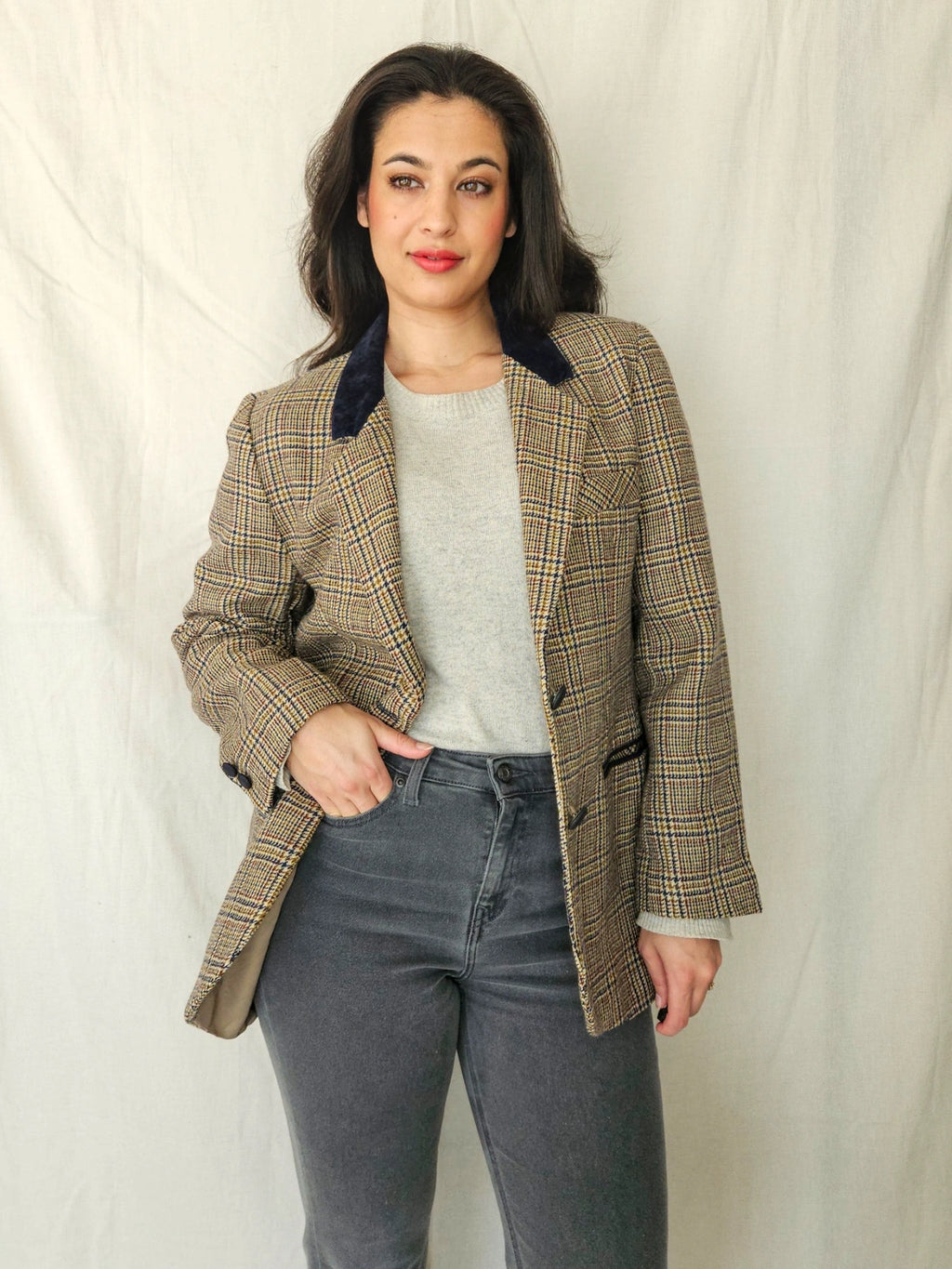 Dine - geruite blazer, wol | M