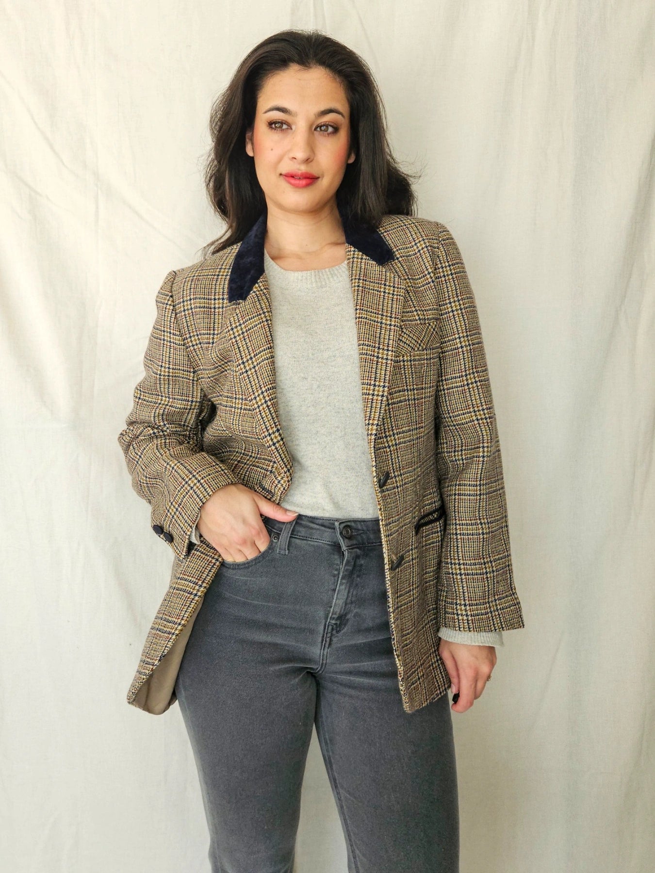 Dine - geruite blazer, wol | M