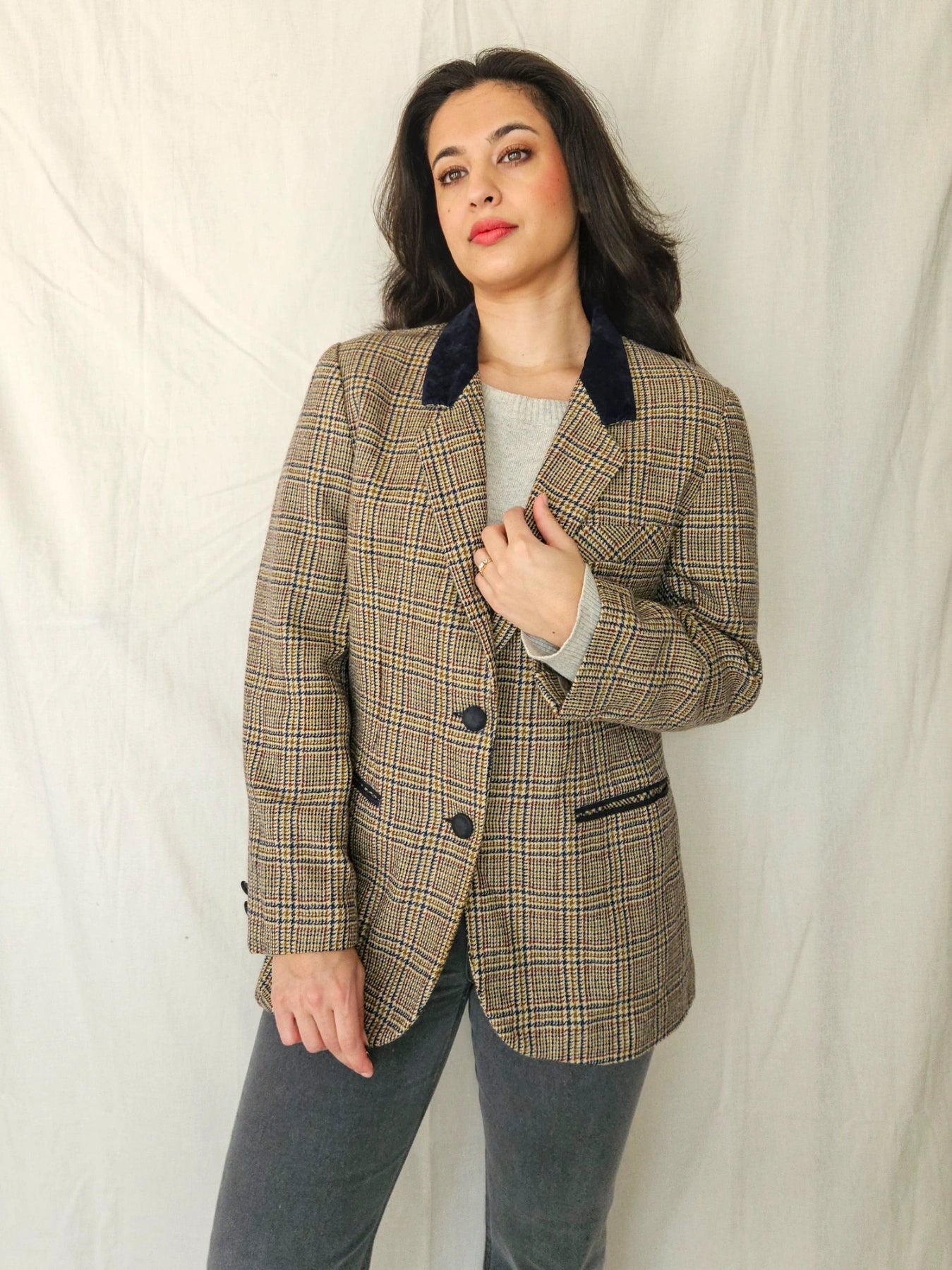 Dine - geruite blazer, wol | M