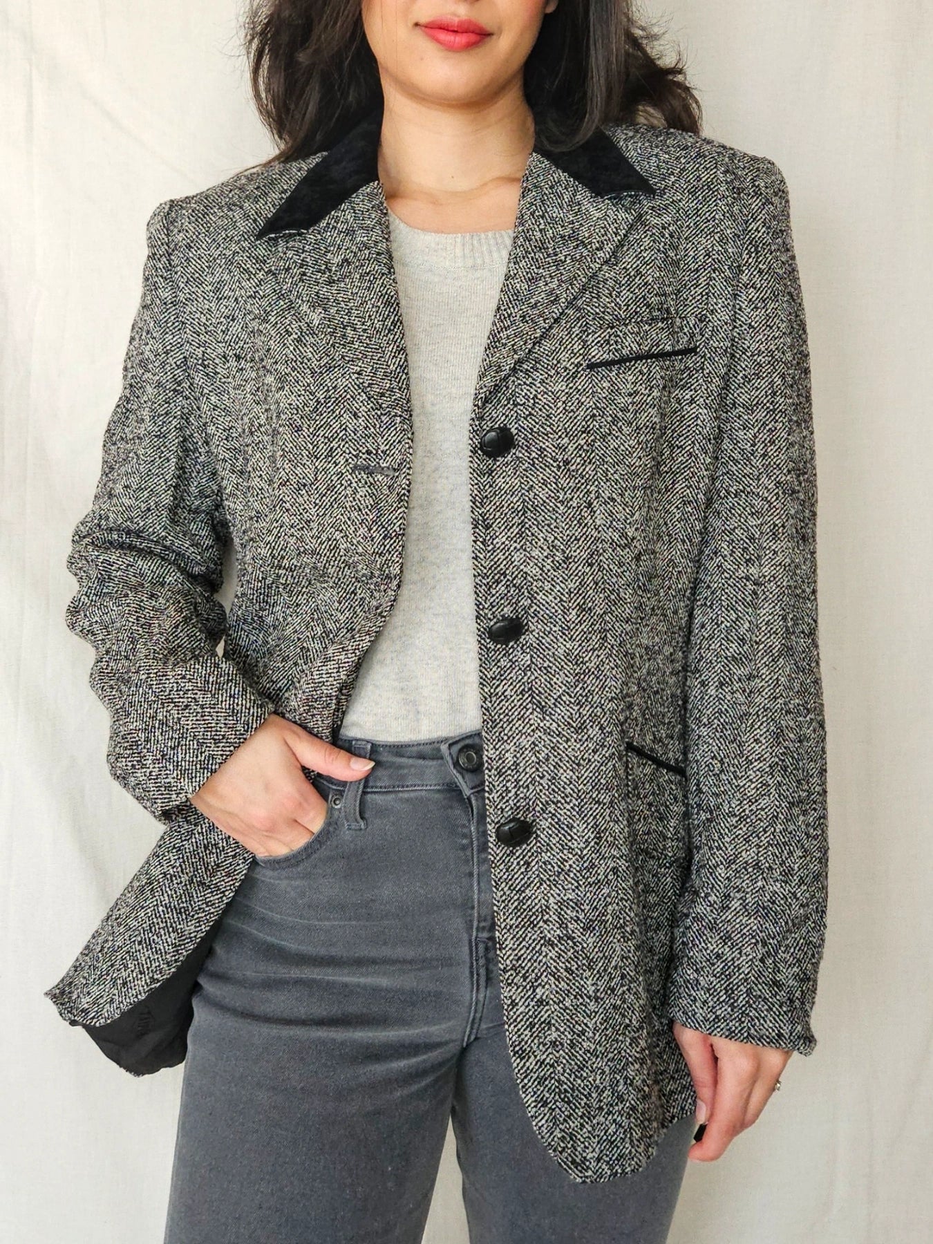 Clio - visgraat blazer, wol | L/XL