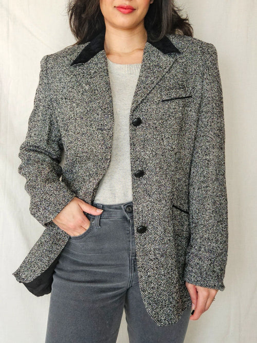 Clio herringbone blazer, wool | L/XL
