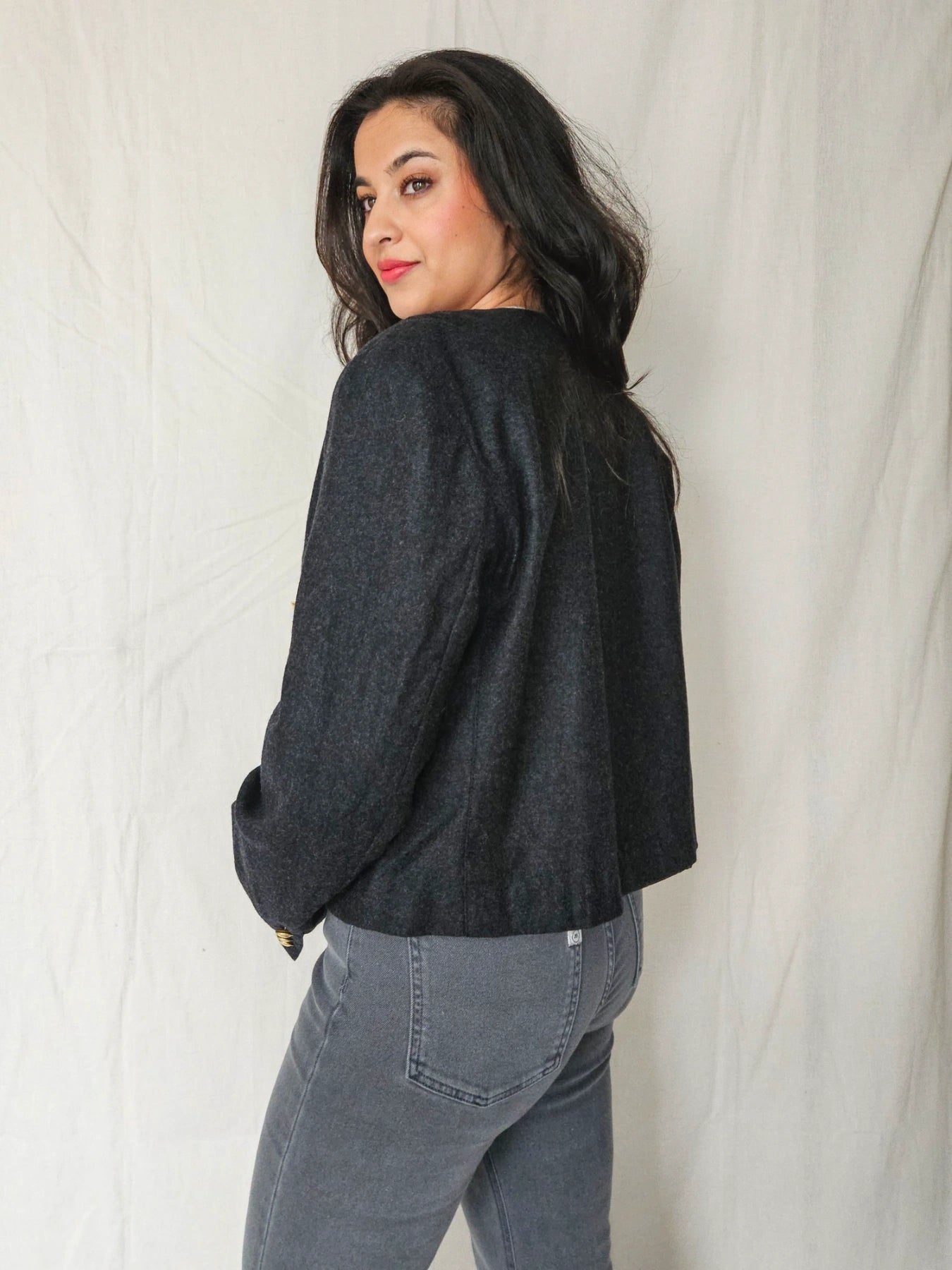 Calla - cropped jasje, wol | L