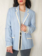 Elara - lichtblauwe blazer, zijde & wol | M