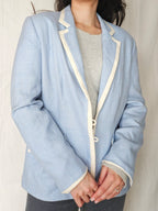 Elara - lichtblauwe blazer, zijde & wol | M