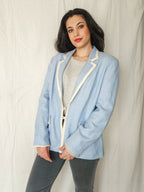 Elara - lichtblauwe blazer, zijde & wol | M