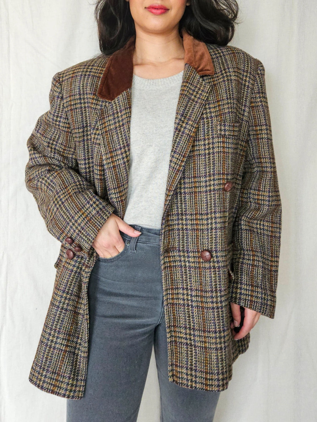Leto - geruite blazer, wol | XXL