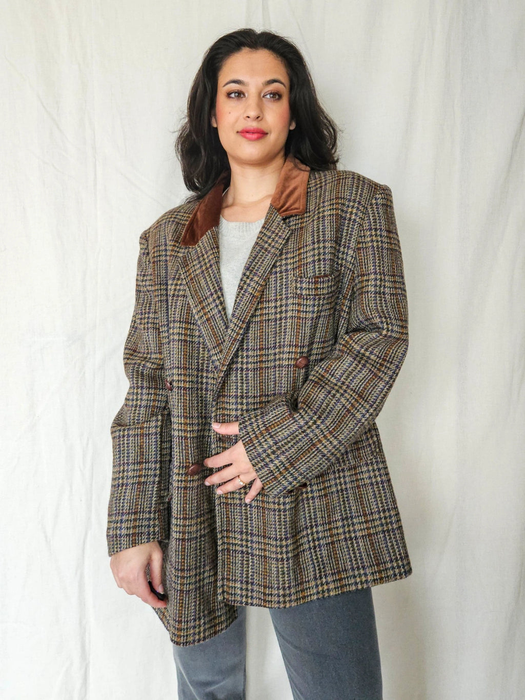 Leto - geruite blazer, wol | XXL