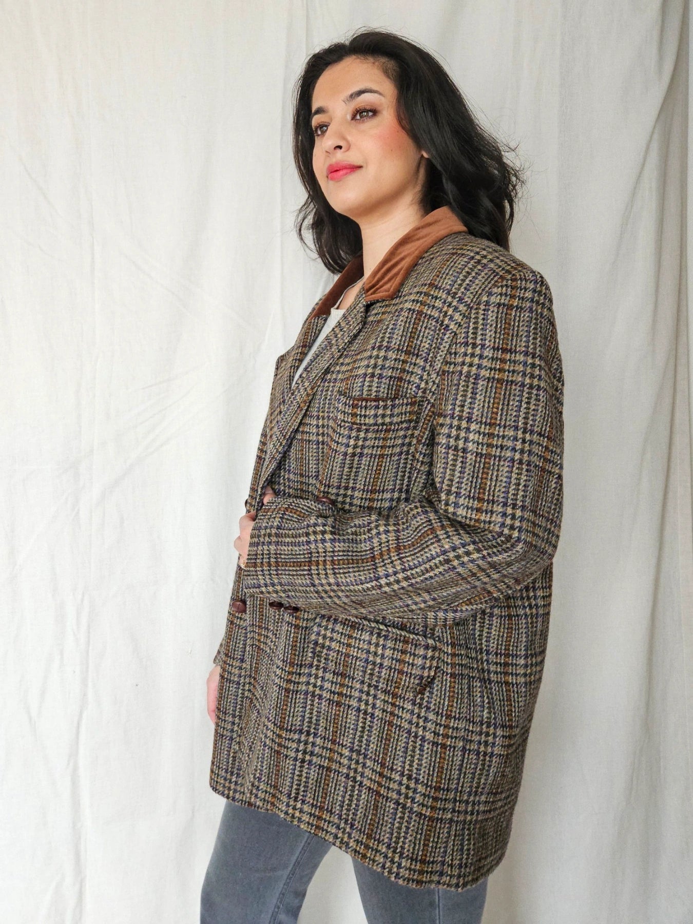 Leto - geruite blazer, wol | XXL