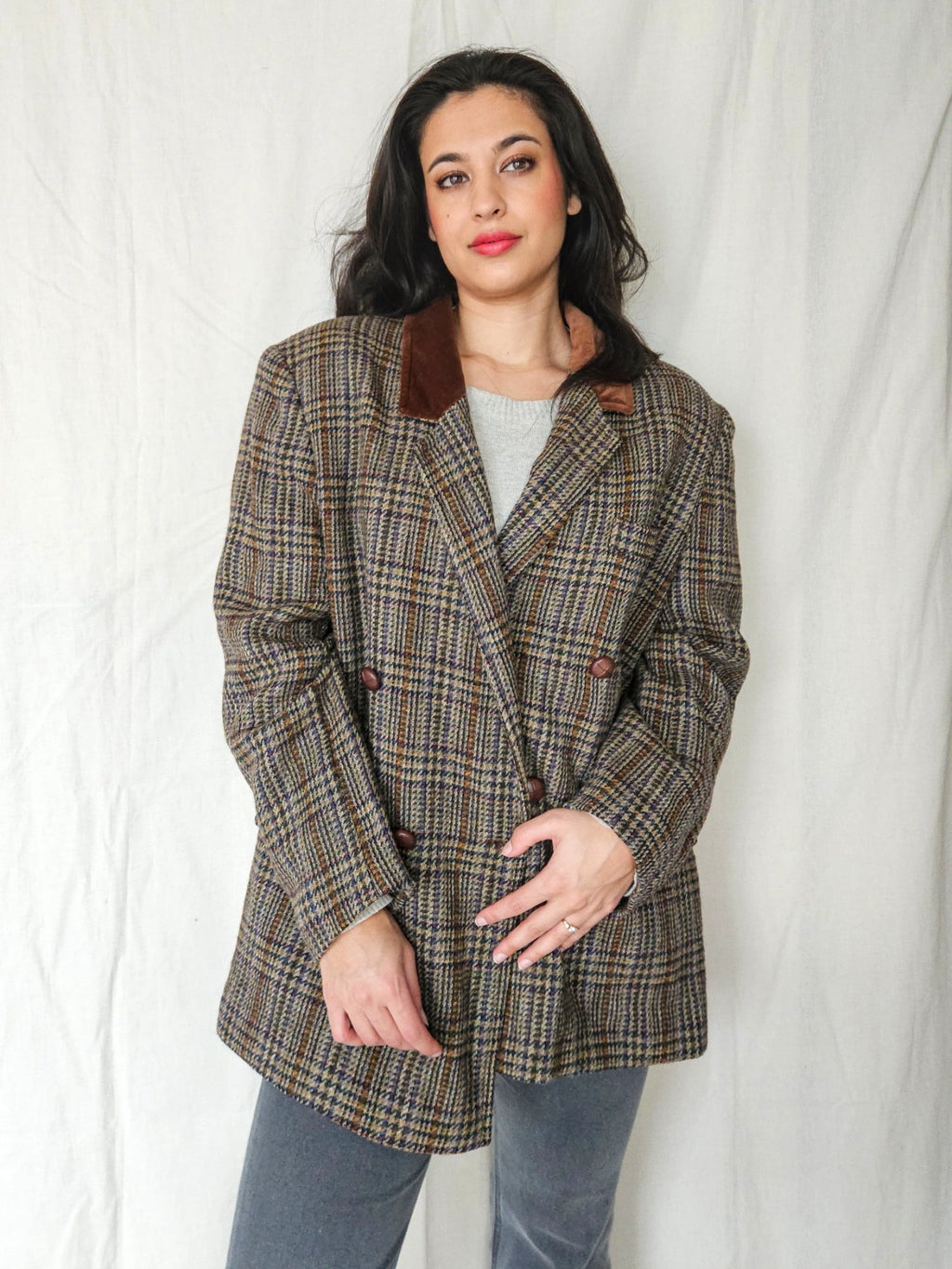 Leto - geruite blazer, wol | XXL