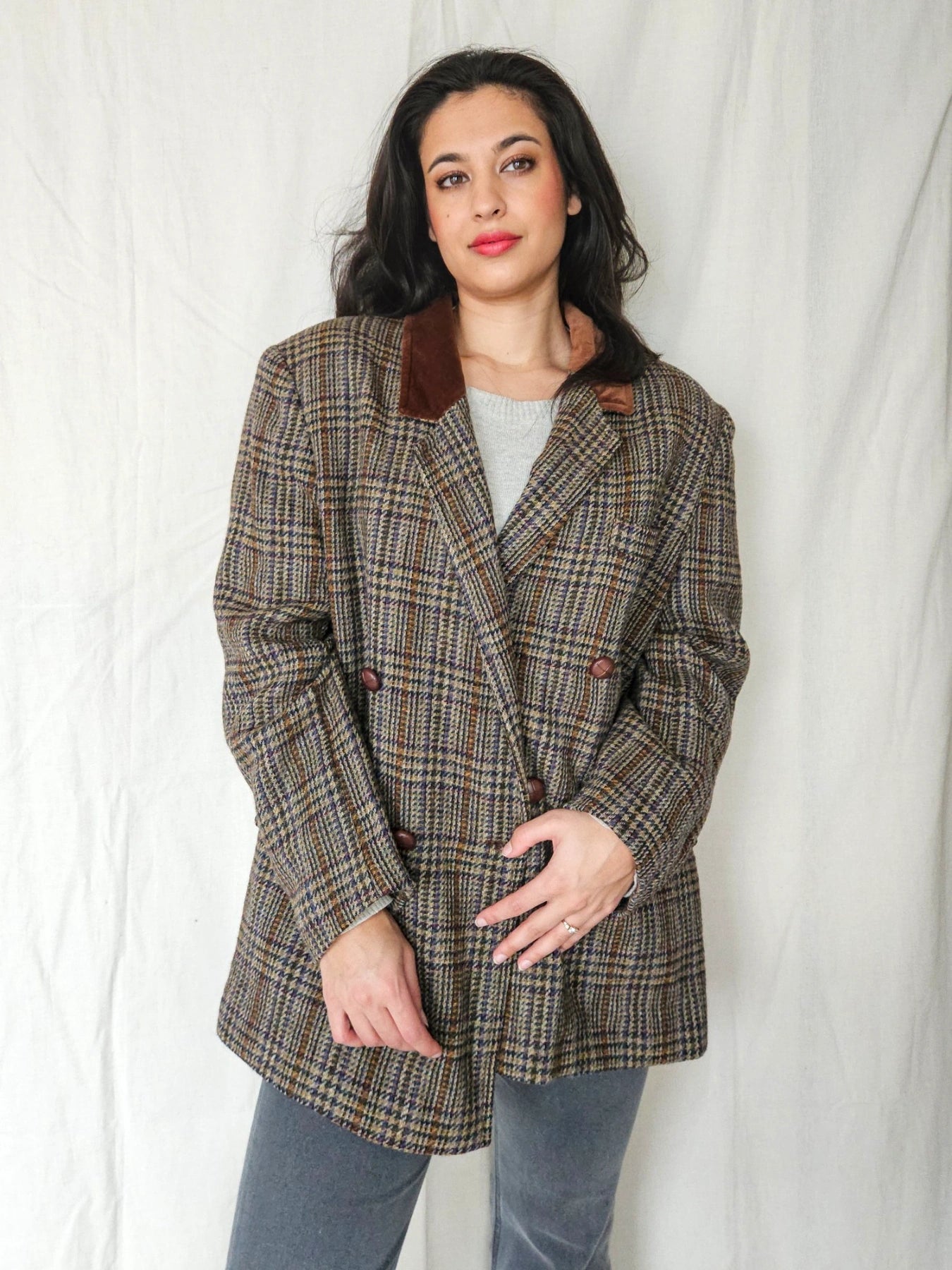Leto - geruite blazer, wol | XXL