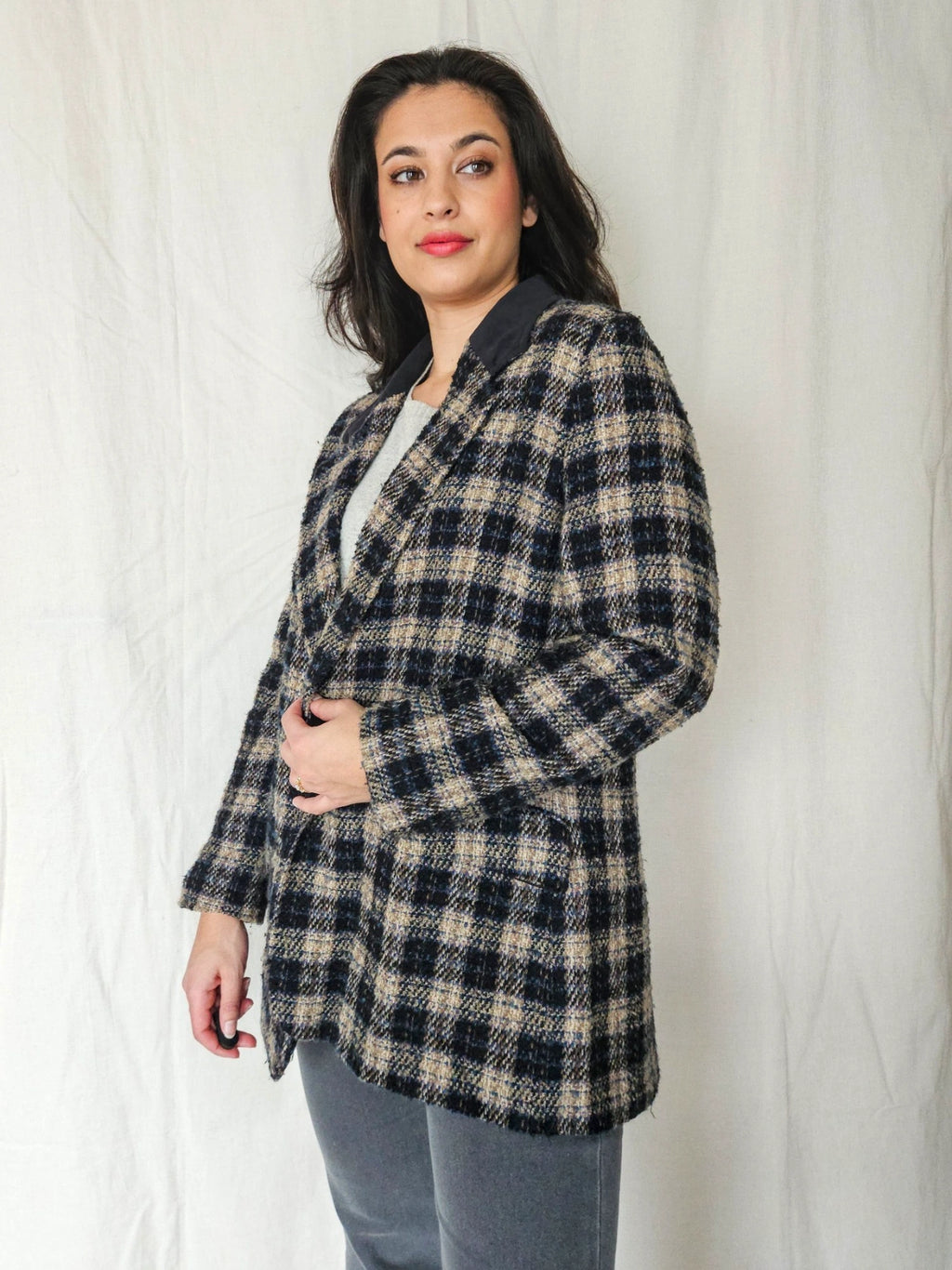 Bo- grof-gebreide blazer | M