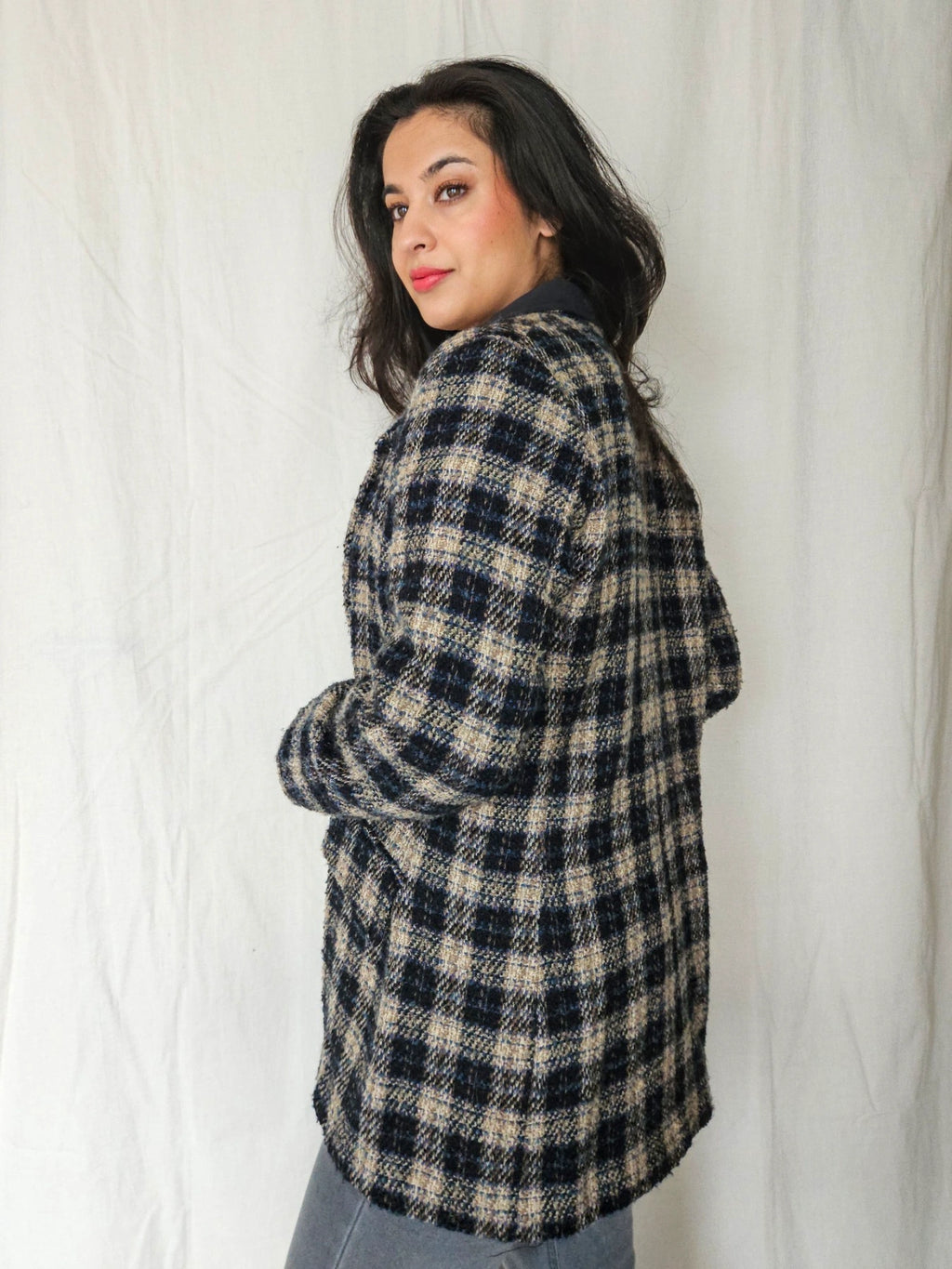 Bo- grof-gebreide blazer | M